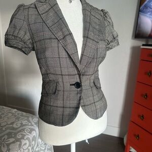 Apt. 9 Gray Plaid Short Sleeve Blazer